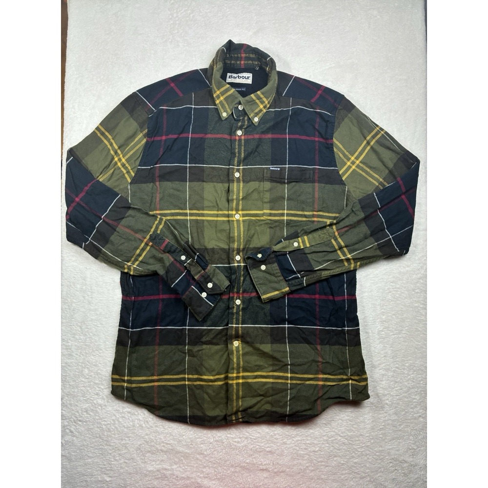 Barbour Shirt Mens M Multicolor Plaid Cotton Flannel Type Long Sleeve Button Up
